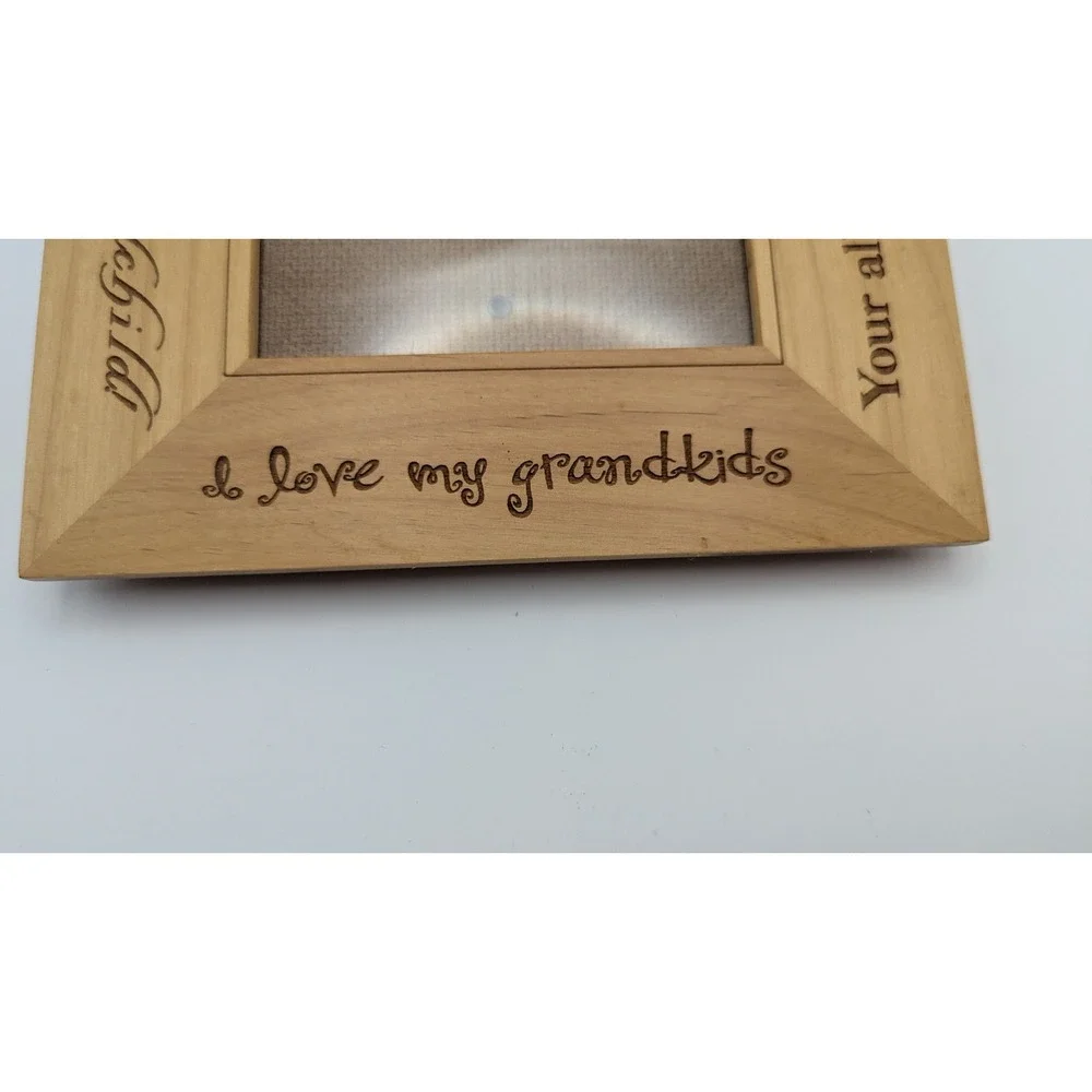 Decorel Wood Picture Frame Grandkids Engraved Sentimental Rustic Holds 4x6